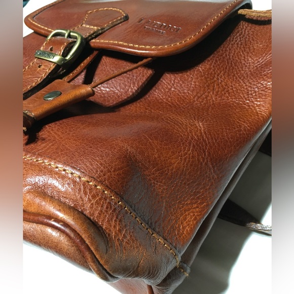 I Medici Firenze Italy Whiskey Brown Leather Rucksack Backpack Flap Buckle Snap - Picture 13 of 15